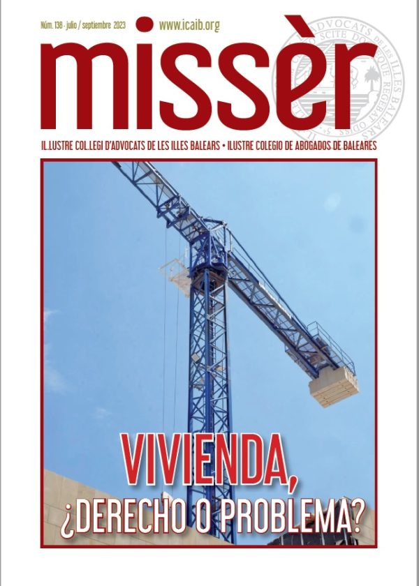 Portada de la revista Missèr nº 138 del Colegio de Abogados de las Illes Balears, donde se publica el artículo de Antonio González Sastre