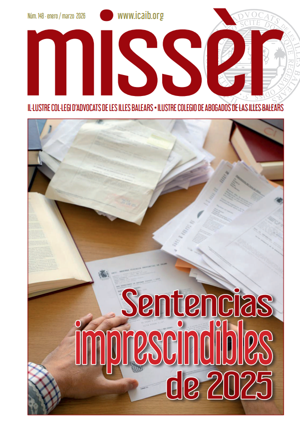 Portada de la revista Missèr nº 148 del Colegio de Abogados de las Illes Balears, donde se publica el artículo de Antonio González Sastre